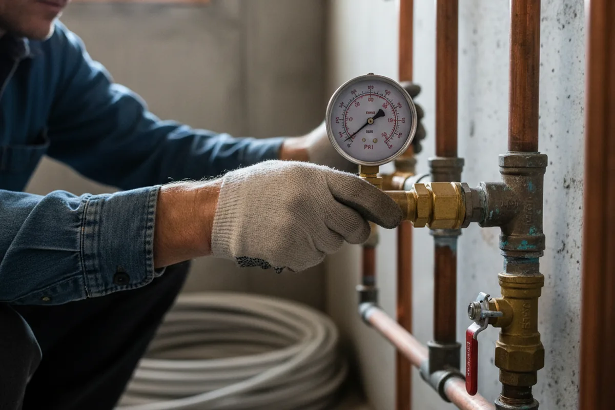 Pressure testing a repaired line during Water Line Repair in Middleport